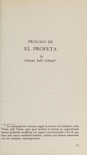 Kahlil Gibran: El Profeta (Hardcover, Spanish language, 1996, Alba)