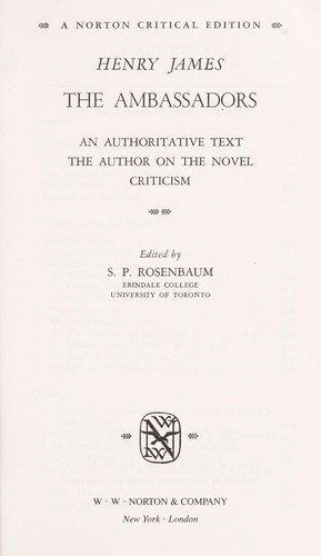 Henry James: The ambassadors (1964, W.W. Norton)