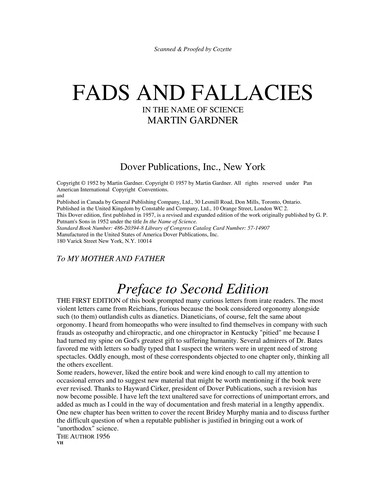 Fads and fallacies in the name of science (Paperback, 1957, Dover Publications)