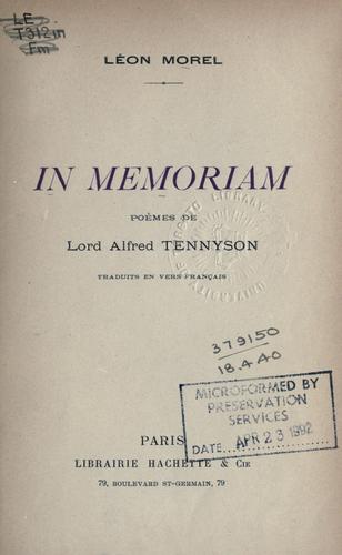 Alfred Lord Tennyson: In memoriam (French language, 1898, Hachette)