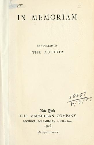 Alfred Lord Tennyson: In memoriam. (1906, Macmillan)