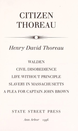 Citizen Thoreau (1996, State Street Press)