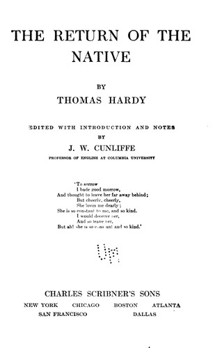 Thomas Hardy: The Return of the Native (1917, C. Scribner's Sons)