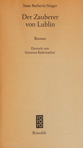 Isaac Bashevis Singer: Der Zauberer von Lublin (German language, 1967, Rowohlt)