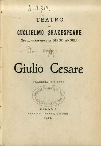 Giulio Cesare (Italian language, 1911, Fratelli Treves)
