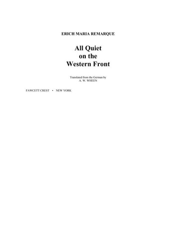 Erich Maria Remarque: All Quiet on the Western Front (1984, Fawcett Crest)
