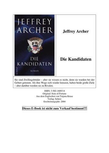 Jeffrey Archer: Die Kandidaten (German language, 2004, Scherz)