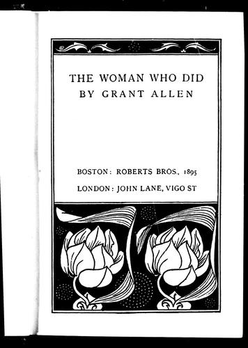Grant Allen: The woman who did (1982, Roberts, J. Lane)