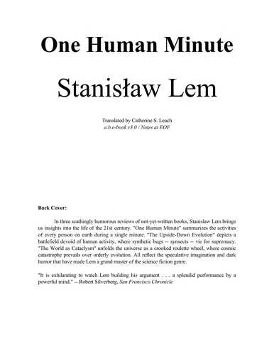 Stanisław Lem: One human minute (1986, A Harvest Book)