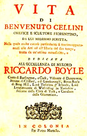 Benvenuto Cellini: Vita di Benvenuto Cellini (Hardcover, Italian language, 1728, Pietro Martello)