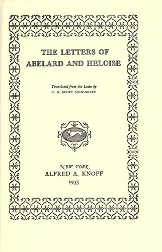 Peter Abelard: The letters of Abelard and Heloise (1933, A.A. Knopf)