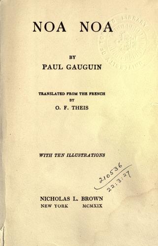 Paul Gauguin: Noa Noa. (1919, N.L. Brown)