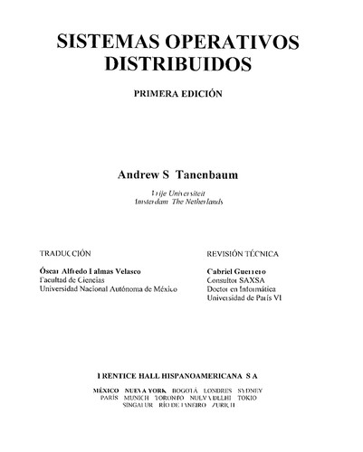 Andrew S. Tanenbaum: Sistemas Operativos Distribuidos (Paperback, Spanish language, 1996, Prentice Hall)