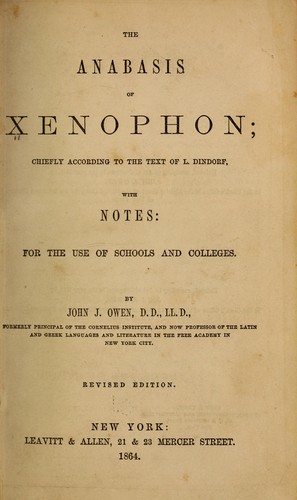 Xenophon: The Anabasis of Xenophon (1864, Leavitt & Allen)