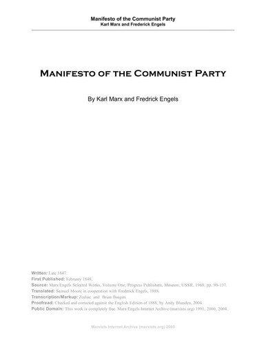 Karl Marx, Friedrich Engels, Friedrich Engels, Friedrich Engels, friedrich engels: Manifesto of the Communist Party (2004, marxists.org)