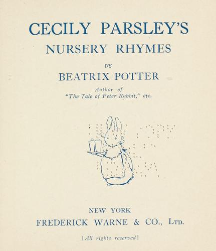 Cecily Parsley's nursery rhymes (1922, F. Warne)